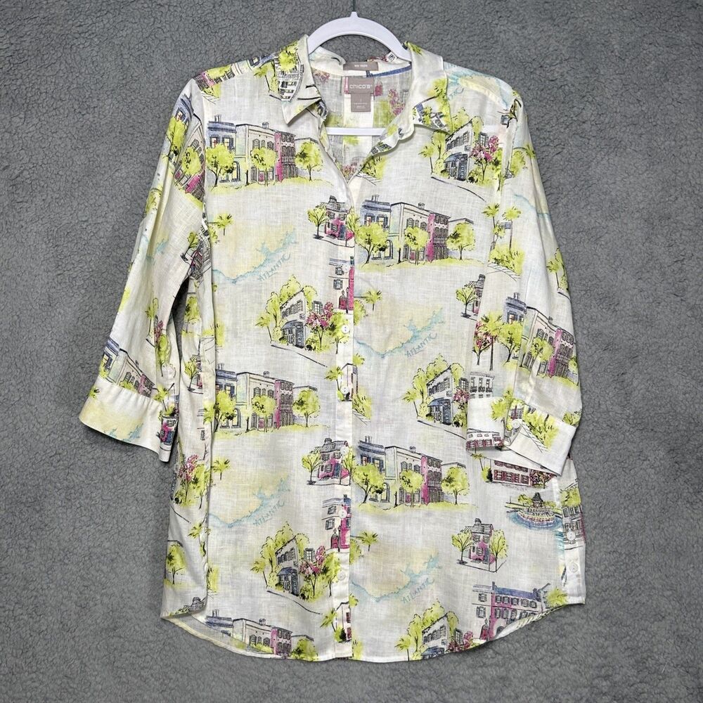 Chicos No Iron Linen Size 1 Us 8/10 EUC